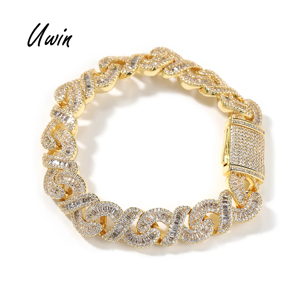 UWIN Iced Out 12mm Baguette CZ Infinity Miami Cuban Link Chain