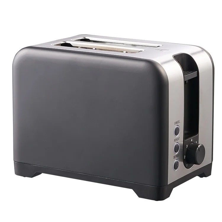 229203 2 Slice Stainless Steel Portable Black Toaster Retro Electric