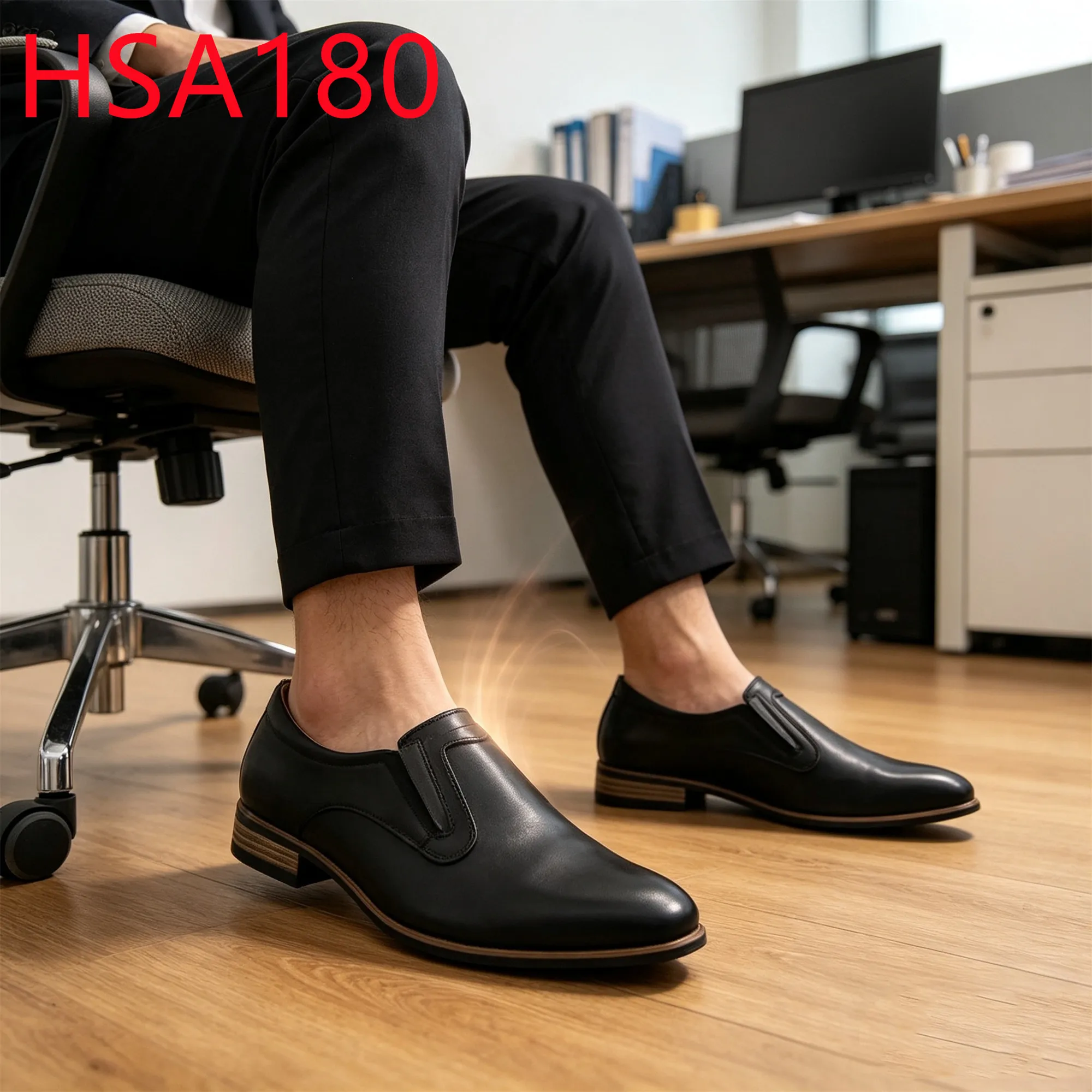 HY,Public Institution Pointed Toe Pull on Hua Singh Men Leather Shoes Wood-grain Rubber Sole Uniform Shoes in Cambodia HSA180