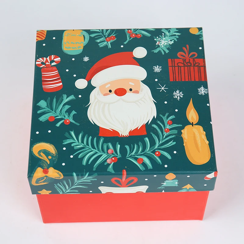 Fabrikksalg i større mengder – tilpasset julegavepakking med stiv bunn og lokk, matt laminert papirboks med präge- og trykkutforming for jul