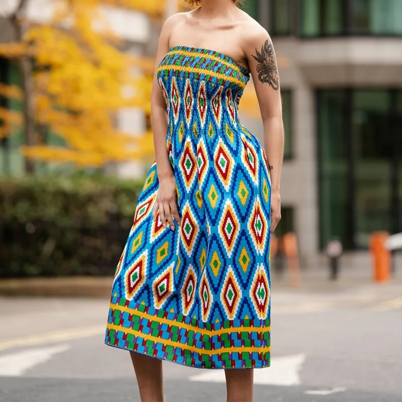 Personalized Customized African Design Kente Print Sexy Dress for Women  Clothing
