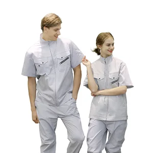 Customized Summer Short Sleeve Anti-Static Breathable Cotton Flame-Retardant Quick Dry Work Coverall for Driver Construction