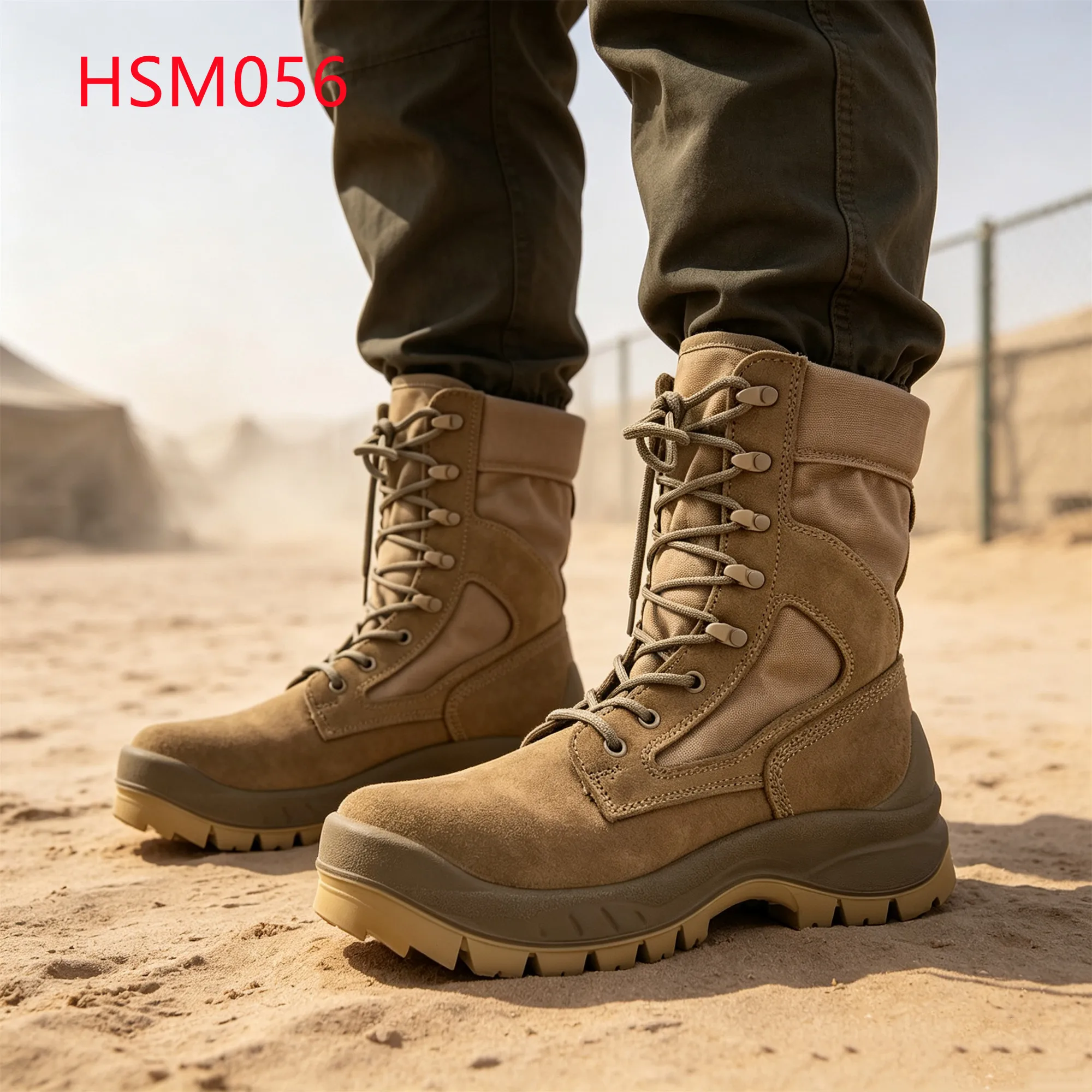 LXG,wet Environment Hua Singh Desert Boots with Support System Max-cushion PU Injection+rubber Sole Marching Combat Boots HSM056