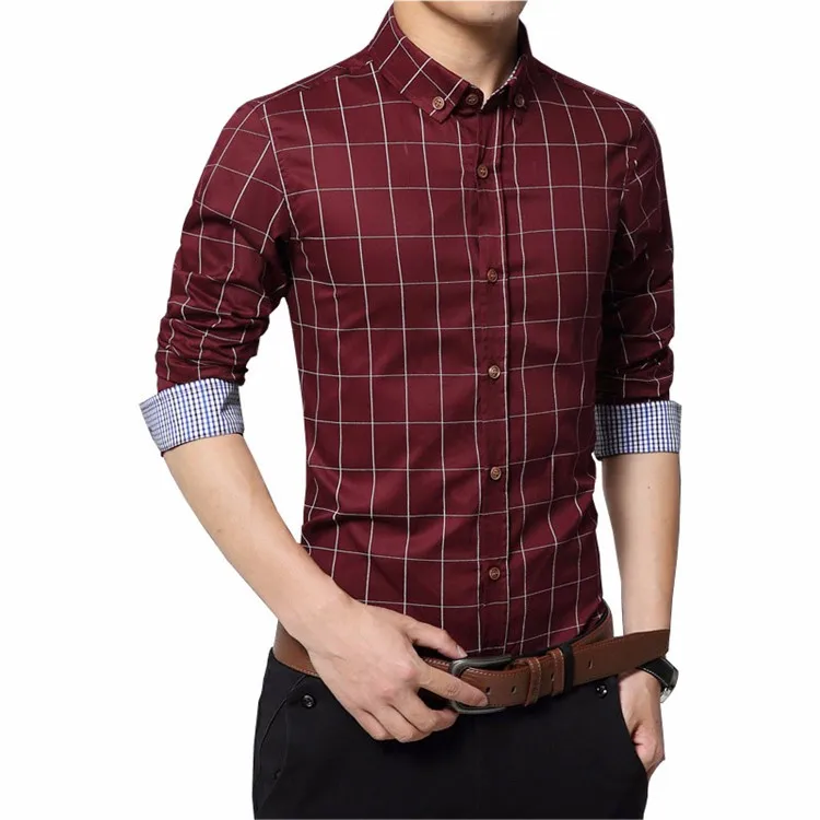 Dress Shirts,Mens Shirt Long Sleeve Cotton Plaid Slim Fit Casual Business Shirt Blouse Tops 