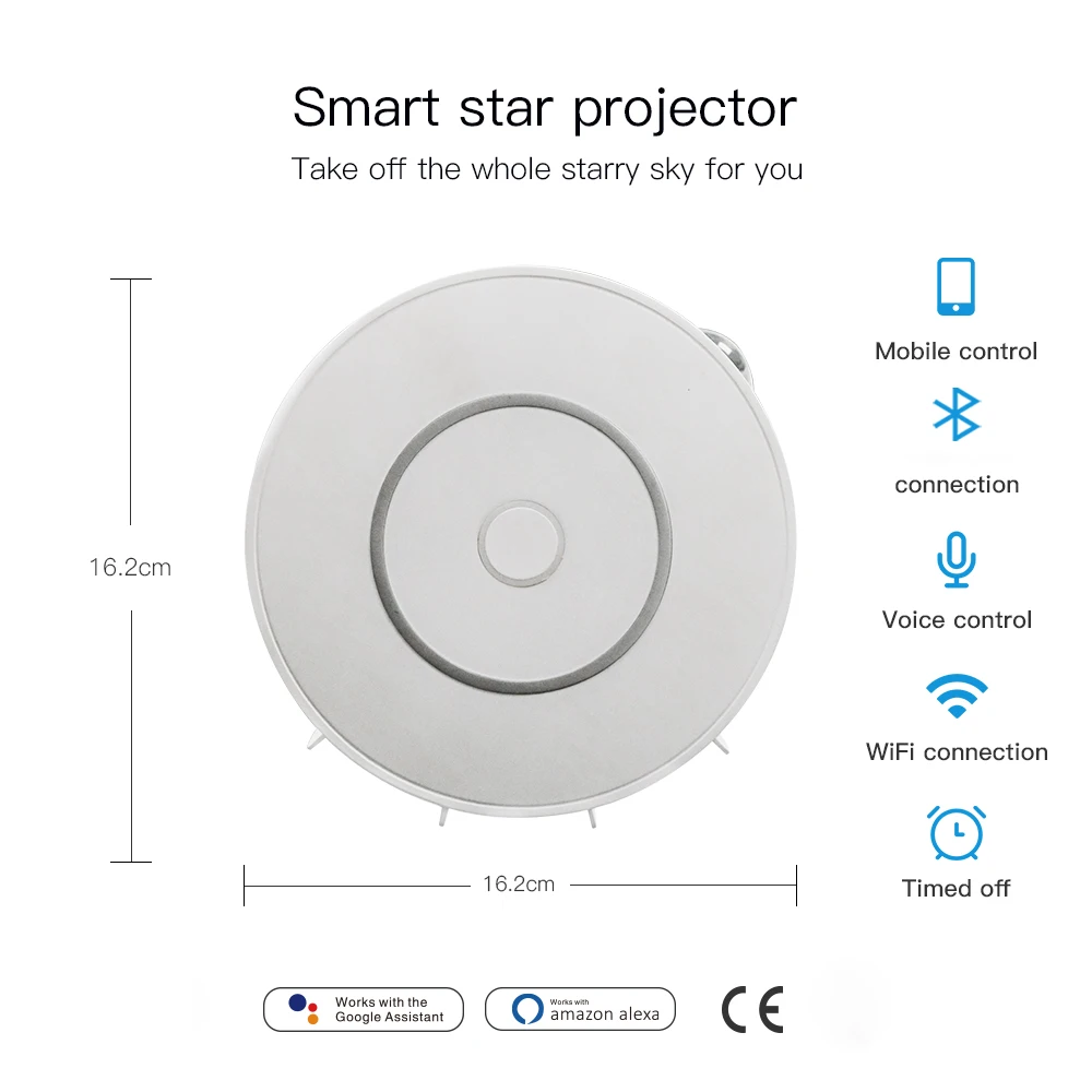 
 Новый проектор Tuya /Smart Life, умный проектор, работает с Alexa Google Home, цветной Звездный проектор, подсветка для неба, светодиодный ночник  