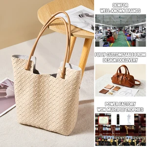 Manufacturer Wholesale Custom Women's Retro Leather Woven Bag OEM/ODM High-quality Shoulder Bag Large Capacity Laptop Bag