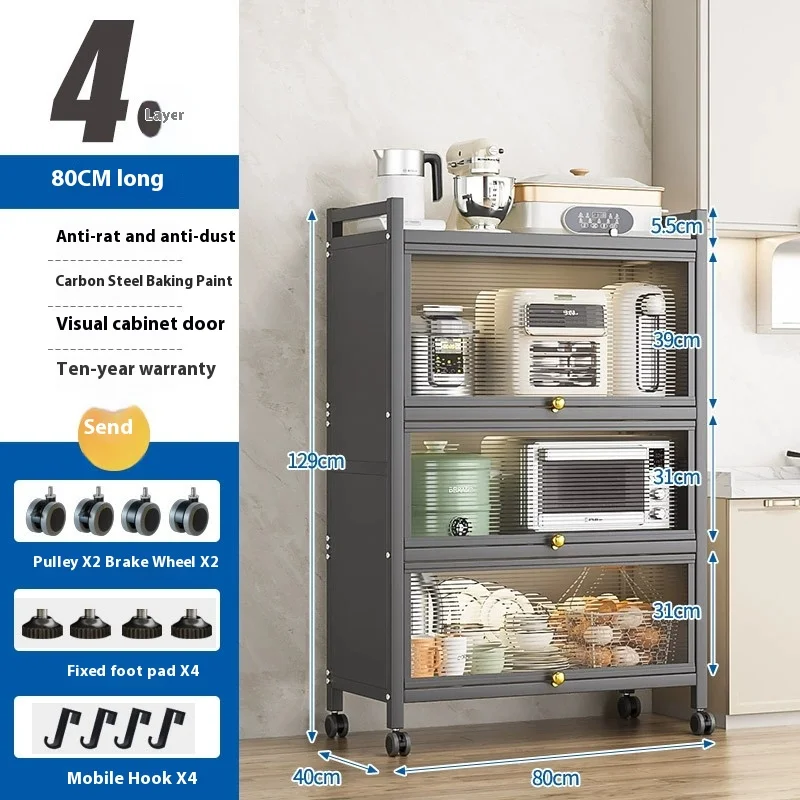 5 Tier Pantry Storage Cabinet with Microwave for Kitchen Garage Living Room for Clothing Tool Organization Baker Racks Included