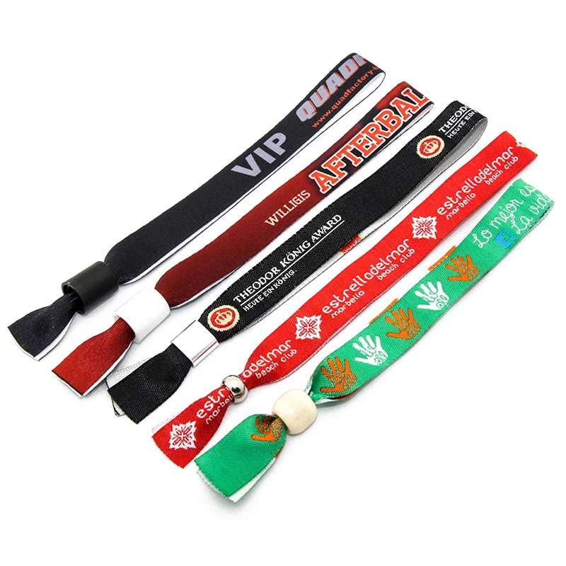 Custom Jacquard Woven Polyester Fabric Wristbands With Plastic Clip ...