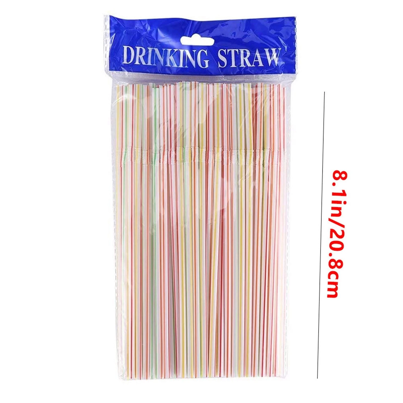 100pcs/pack 8 Inches Long Striped Bedable Disposable Straws Party Multi