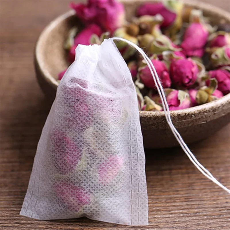 In Stock Biodegradable Tea Bags With Draw Strings Eco Non Woven Fabric
