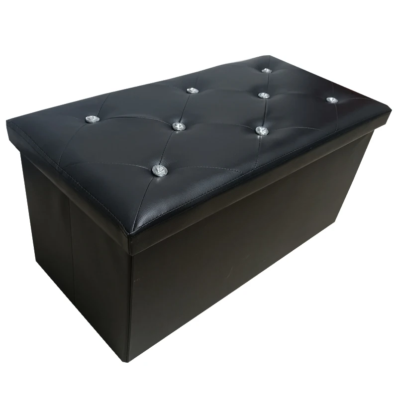 Factory Wholesale Customizable Modern Foldable Durable Large Capacity PVC Leather Soft Eco-Friendly Drill Storage Box Footrest
