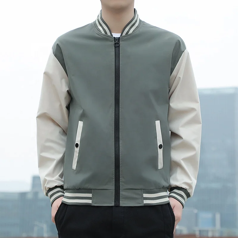 Spring Autumn Men Baseball Stand Collar Korean Style Casual Jackets And Coats Male Slim Fit Bomber Jacket_voghion.com