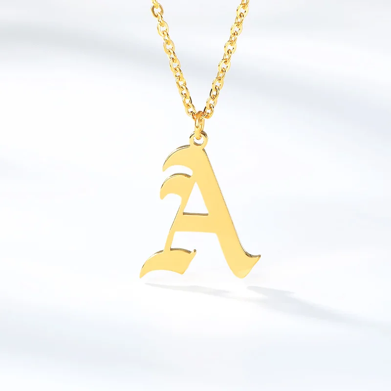 Fashion Design Stainless Steel Gold Filled Jewelry Initial Letter Necklace  Men - China Letter Necklace 18K and Stainless Steel Gold 26 Letters Pendant  Necklace price