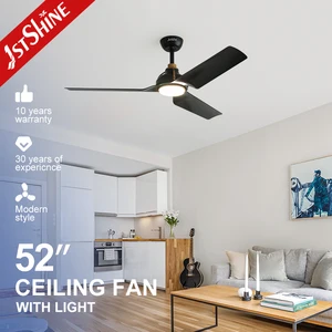 1stshine LED Ceiling Fan 52 Inches Home Use Black ABS Ceiling Fan With LED Light and Remote and App