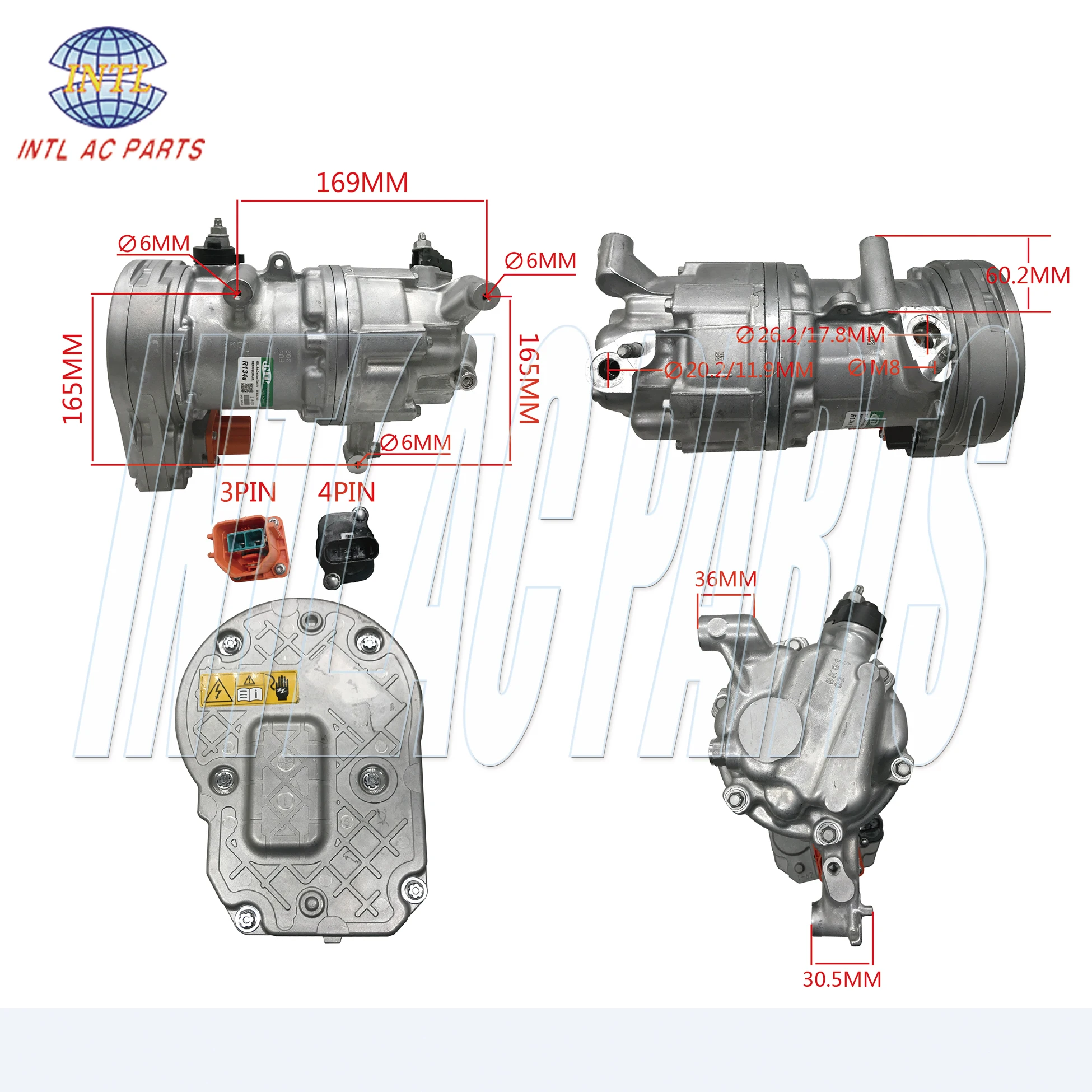 DENSO/TESLA用エアコンコンプレッサー 12V / INTL MODEL 3, Y対応