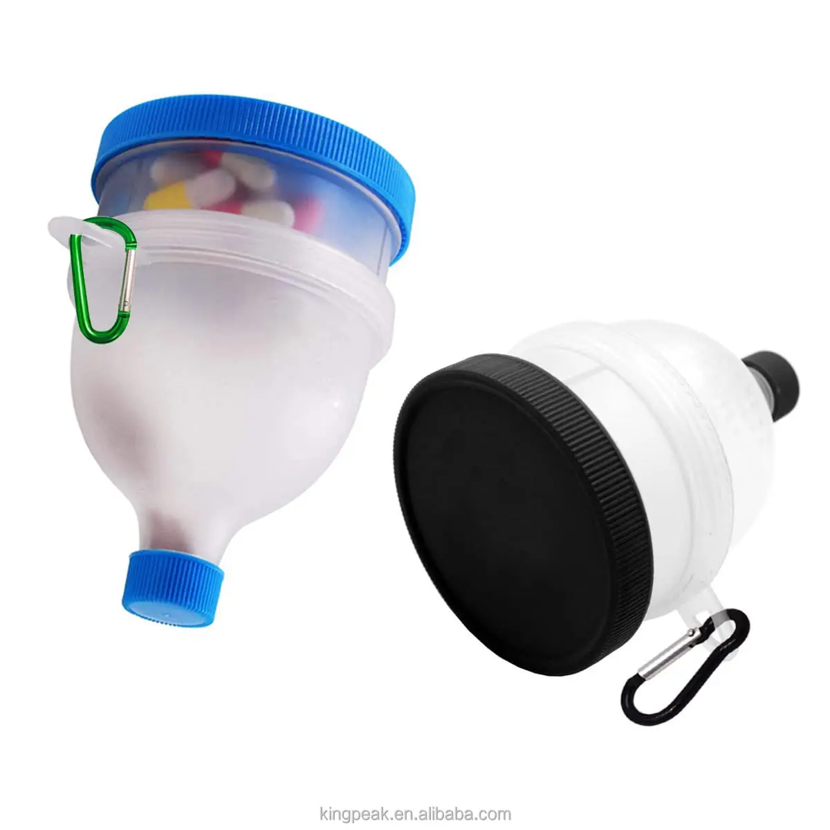 Protein Powder Funnel And Three Compartment Pill Storage With Key Chain