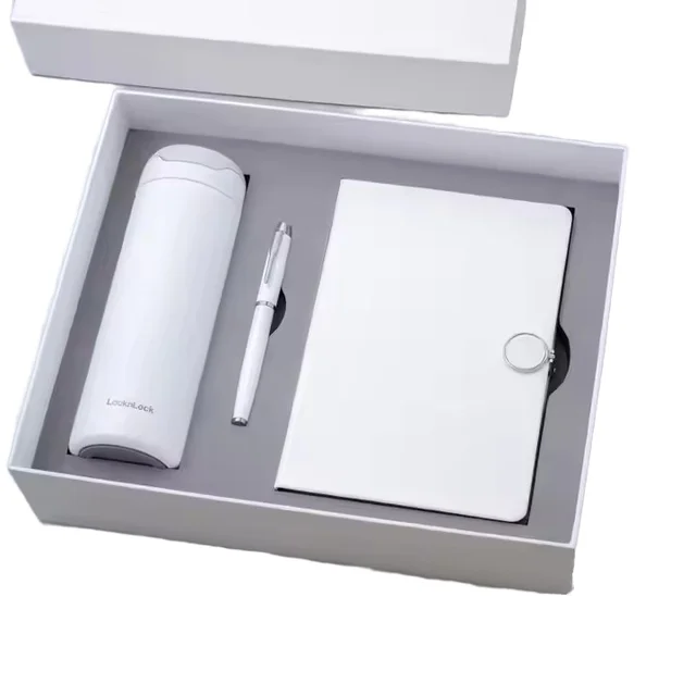 New Portable Softcover Notebook Set High Value Powerbank Water Bottle Notebook Pen Gift Set