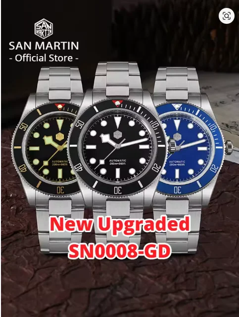 サンマーチン SN0008-G メンズ40mmラグジュアリー自動巻きダイバーウオッチ