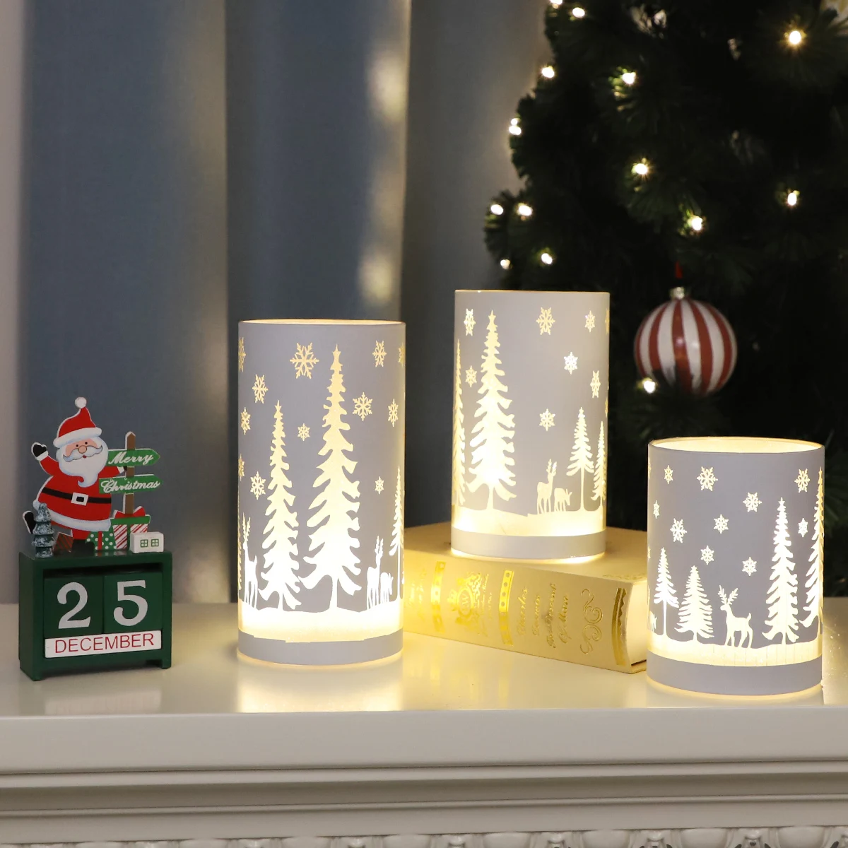 New Design Christmas Glass LED Flameless Candles With Twinkle String Lights Glass Tube Lamp Wedding Centerpieces manufacture