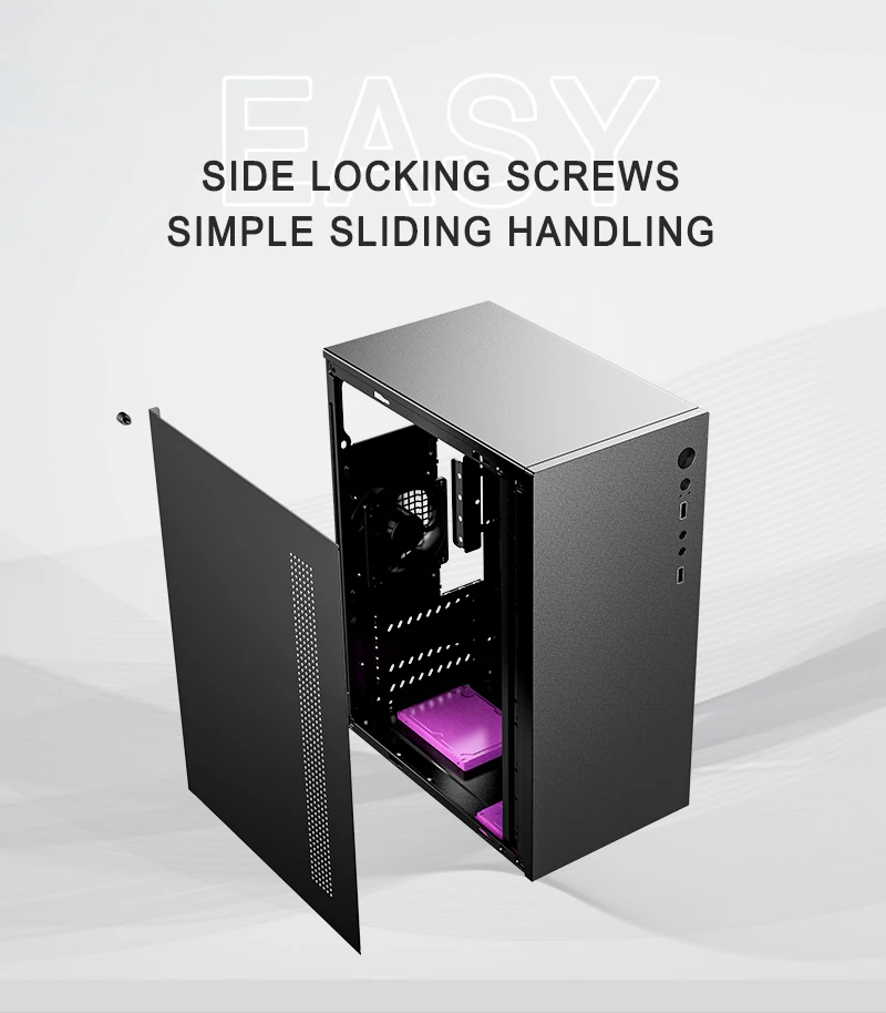 Powercase Spcc 0.45mm Desktop Chassis Micro Table Itx Computer Pc Case