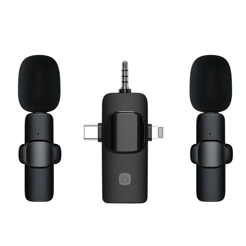 Professional Microphone Wireless Lavalier Microphone Tie Clip Dual Channel Digital Wireless Microphone for Phone Type C