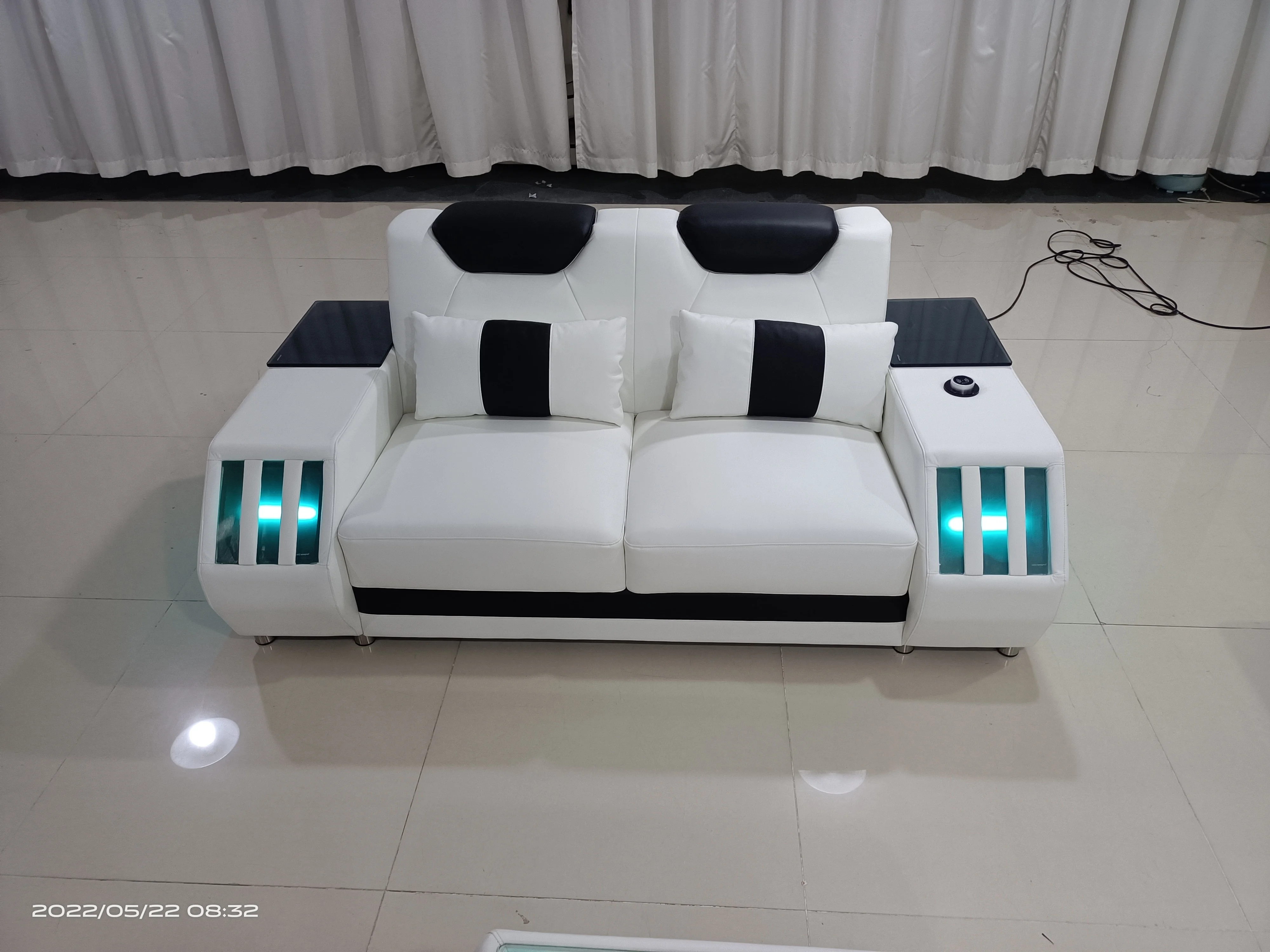 LED Light Smart Sofa Modern Living Room Luxury Furniture Multifunctional Electric Leather Sofa