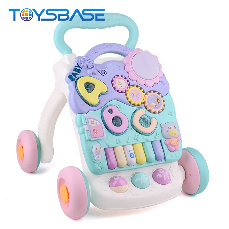 2 in 1 Adjustable Musical Learning Table Trolley Baby Walker Activity Toy