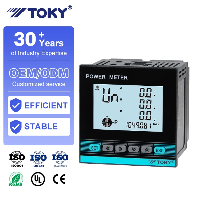 Toky 3 Phase 4 Wire Multi Function Energy Meter - Kwh Meter for