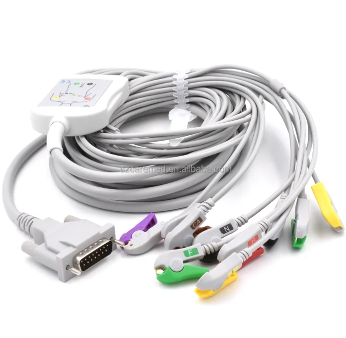 product schillerr 15pin 10 lead clip iec direct connect ekg cable with tpu material for at2 plus at4 ecg disinfecting type eos676-14