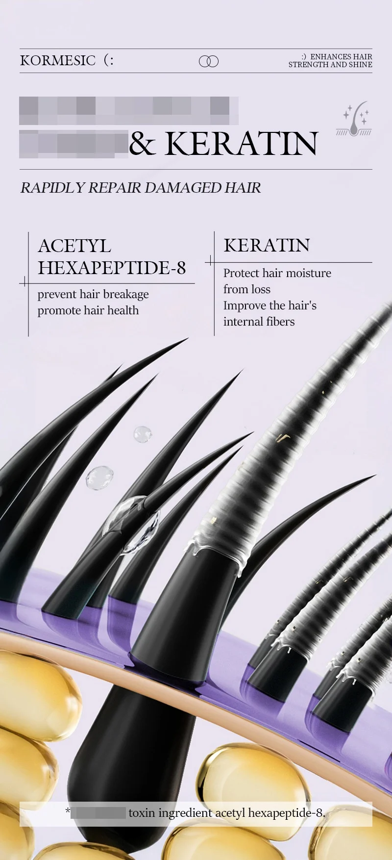 For Keratin Hair Empowering Essential Oil Hair Care Oils Softening Model NO.KMC60327 Cross-border Foreign Trade