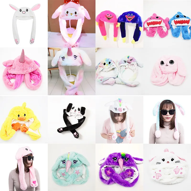 Tik Tok Hot Sale Cute Rabbit Ears Hat Plush Move Airbag Headgear Toy ...