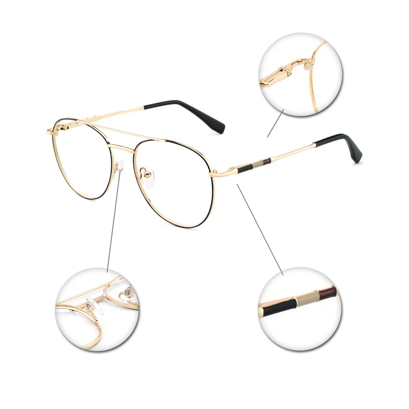 Monture de lunettes rétro ronde en métal pour femmes, pièce