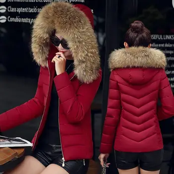 New Winter Women Cotton-Padded Jacket Parka Woman Plus Size Fur Hooded Coat