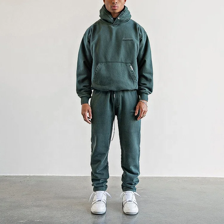 Custom terry cloth track suit oversized sweatsuit men sweat suit hoodie