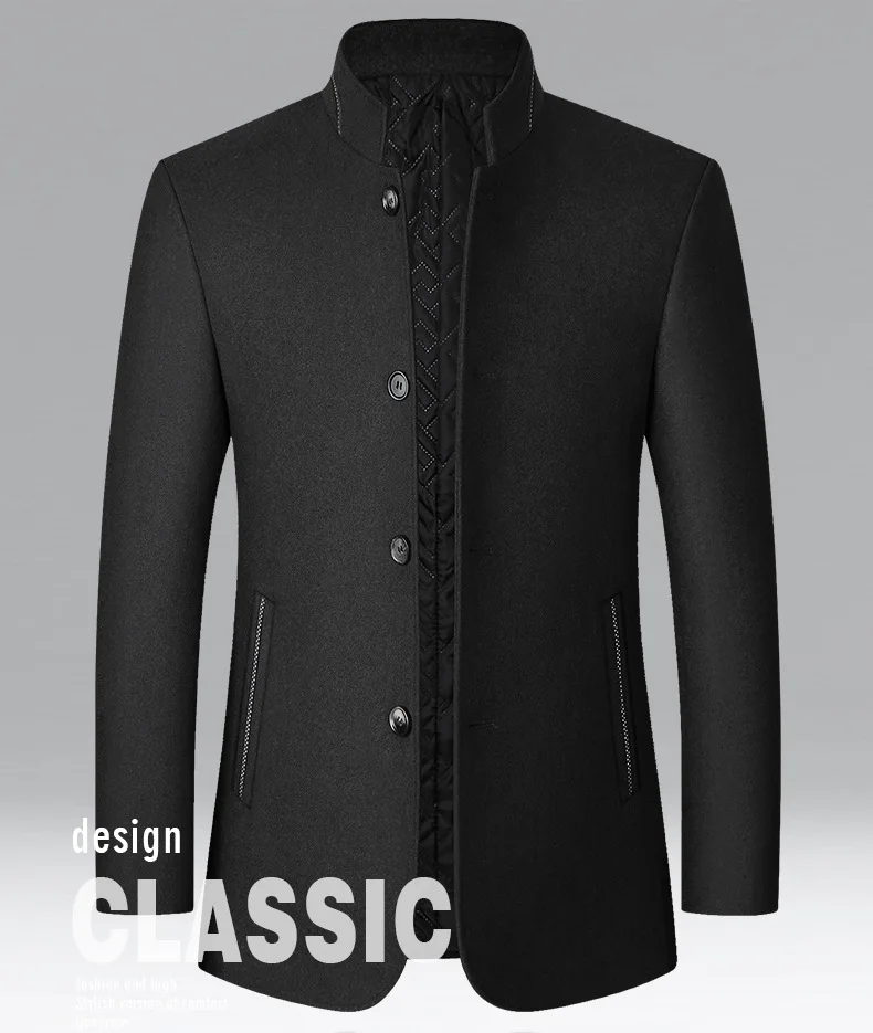 Men's Short Thermal Woolen Woolen Coat Autumn and Winter Casual Young and Middle-aged Windbreaker Jacket Slim Trend Korean Version