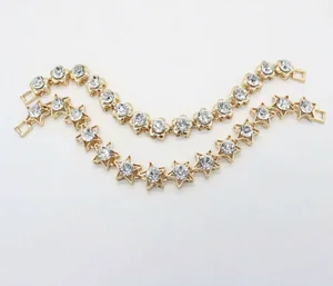 Unisex Hip-Hop Jewelry Double-Row Charm Necklace Diamond Stone Gold Star Europe-US Style Brass Main Material Pendant Fashion