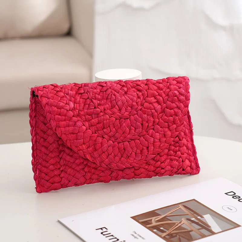 Straw Clutch Handbag Lightweight Stylish Summer Purse