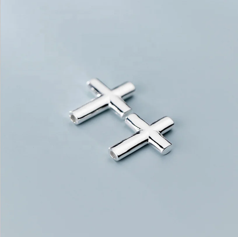 solid silver cross spacer beads 925