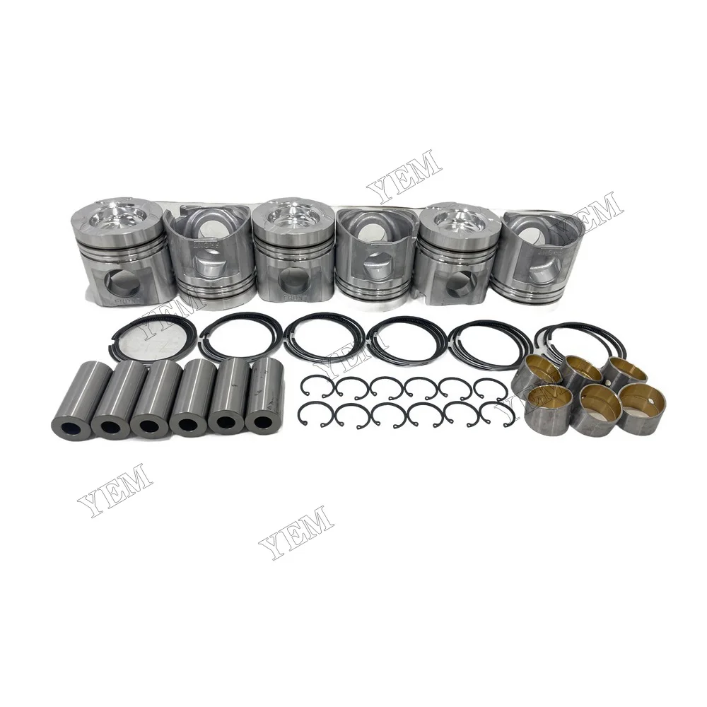 Cylinder Piston and Piston Ring Kit Compatible for Komatsu 6D125 Replacement Aftermarket Engine Spare Parts 2