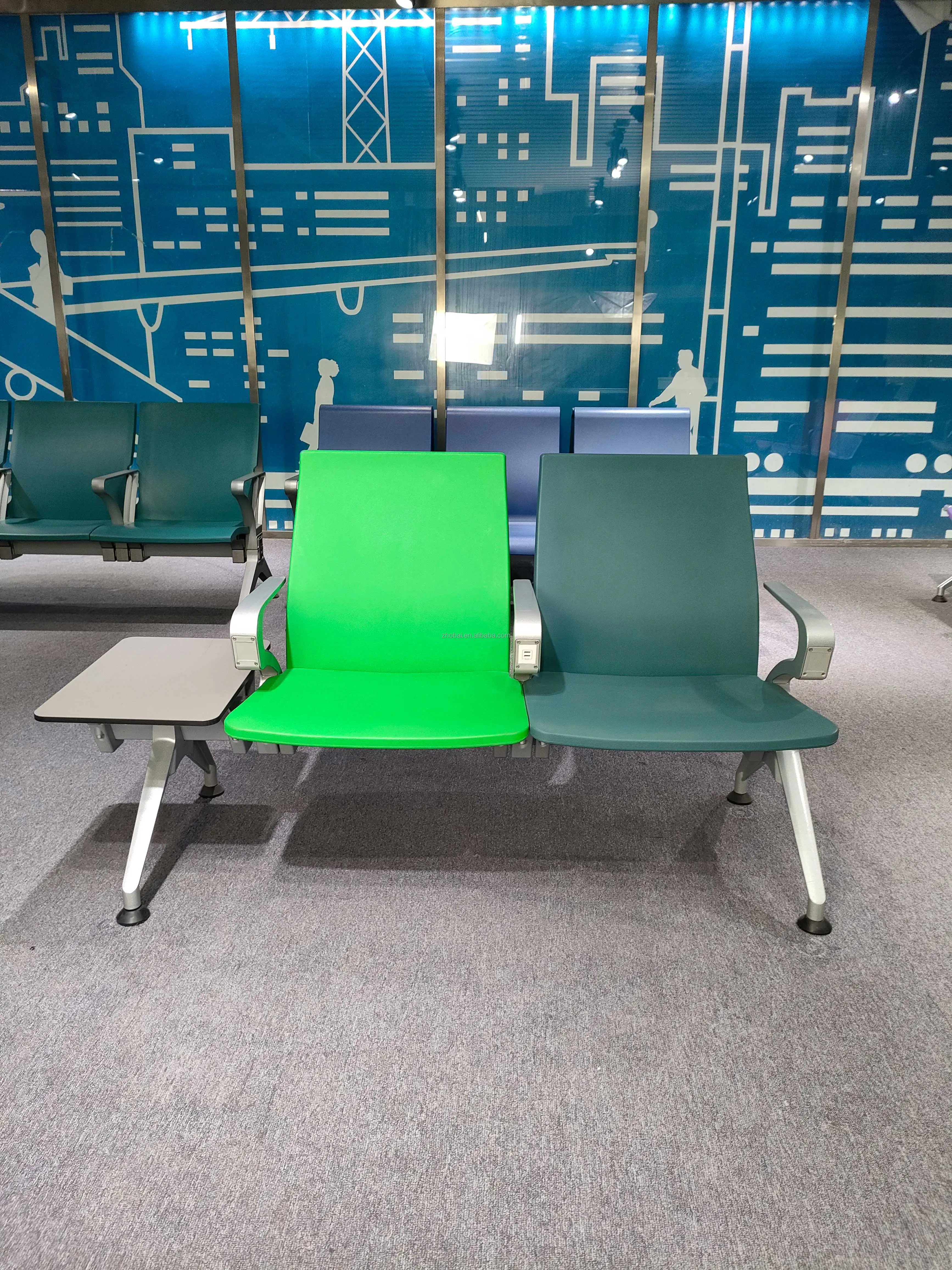 High Quality Customized Modern PU Hospital Waiting Chairs 1 3 5-Seat Options Gym Dining Public Office Hospital Areas Aluminum 3