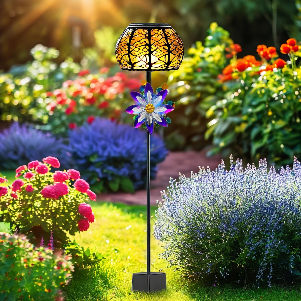 Solar Light LED Metal Decorative for Garden Wind Spinner Stake