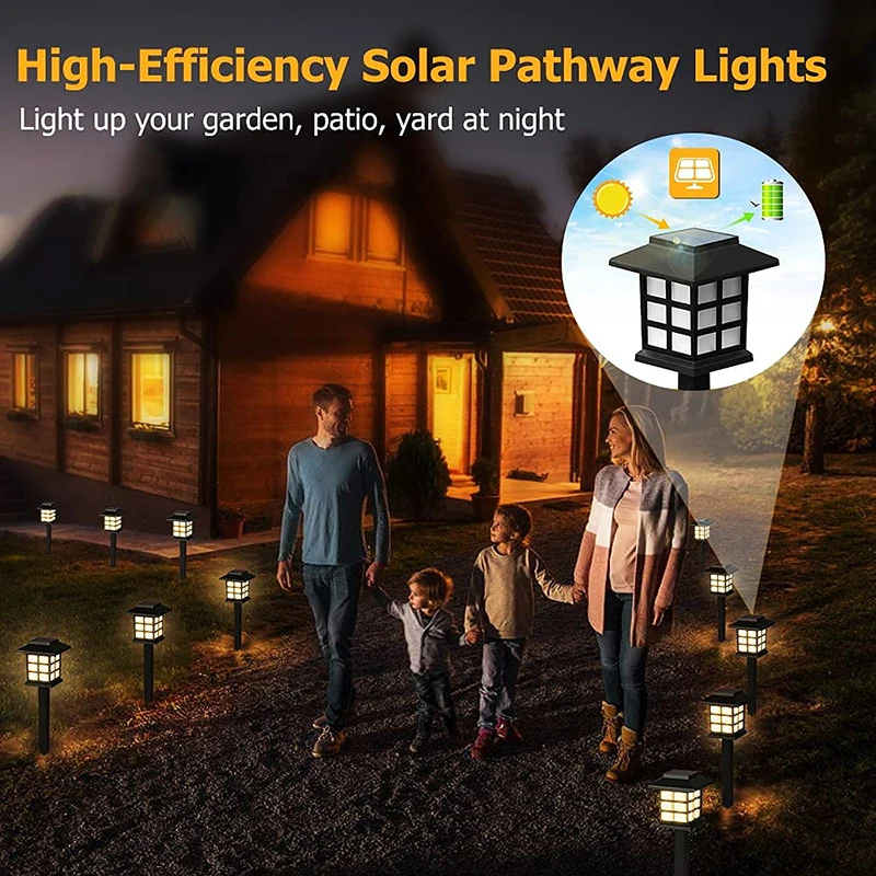 Classic LED Solar Garden Lights Outdoor Pathway Waterproof Solar Landscape Walkway decorated Lights factory