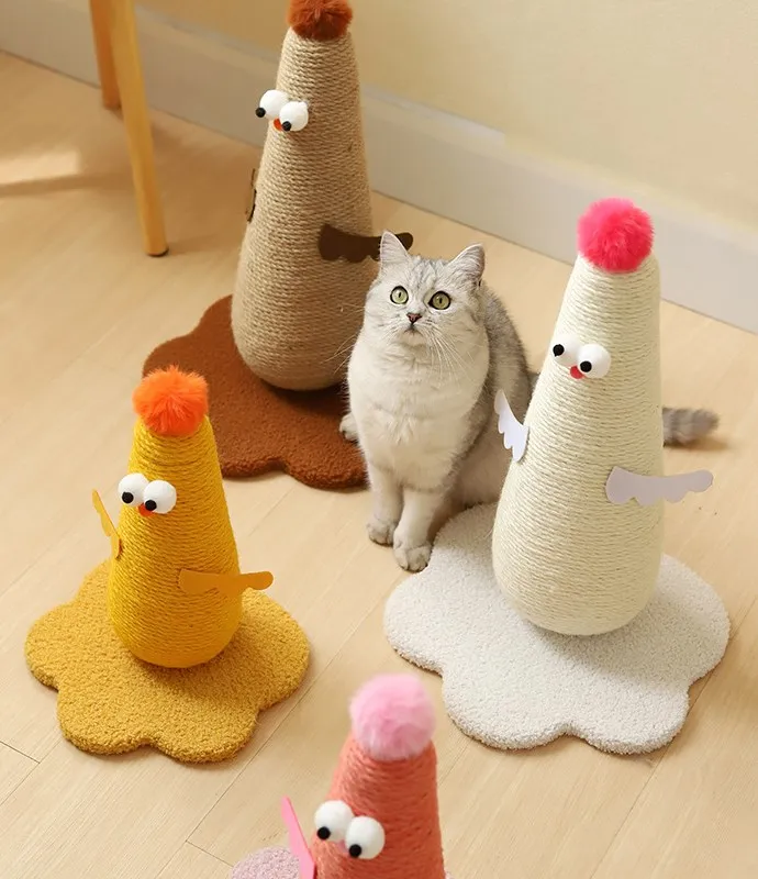 Cute Chicken Shape Cat Scratching Board Vertical Cat Climbing Frame Sisal Cat Scratching Post