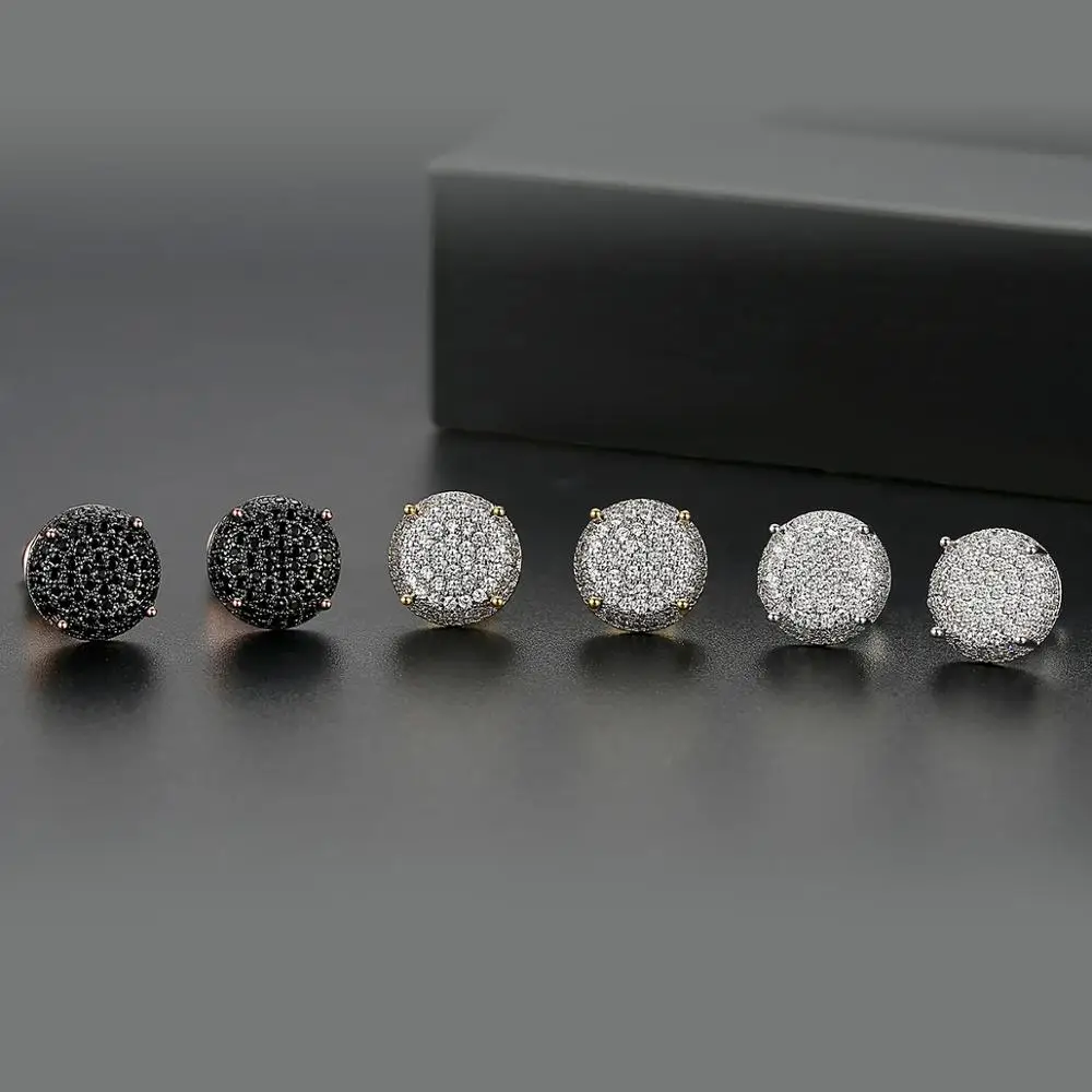 JINSE Boy Simple Fun Zarconia Charm Cute Trendy Statement Round Woman Male Stud Jewelry Turkish Earring