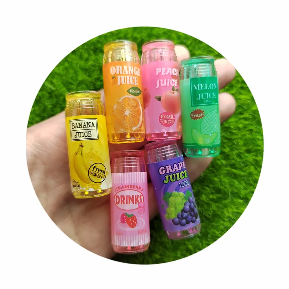 Miniature Fruit Juice Can Resin Crafts - 100pcs Assortment