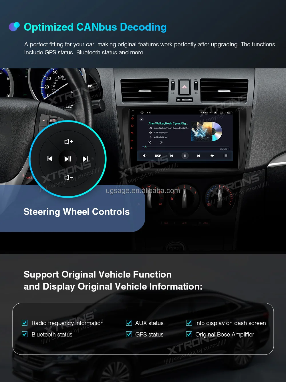 Xtrons 9 Inch Touch Screen Android 12 Car Radio Player For Mazda 3 2010