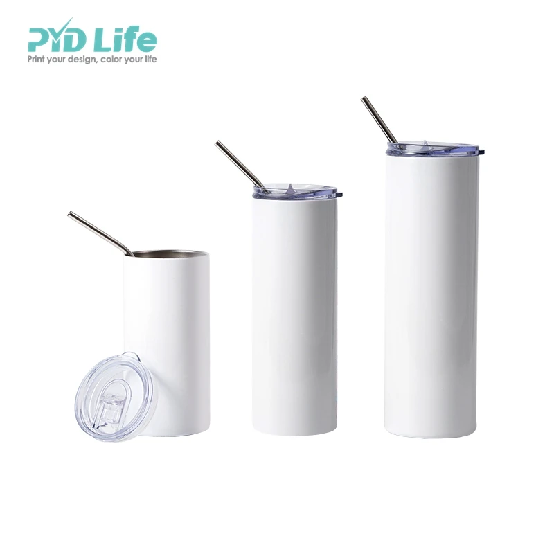 PYD Life Sublimation Tumblers Blanks with Handle 20 oz White Coffee Mugs Insulated Reusable Travel Cups with Leakproof Lid and Stainless Straw for