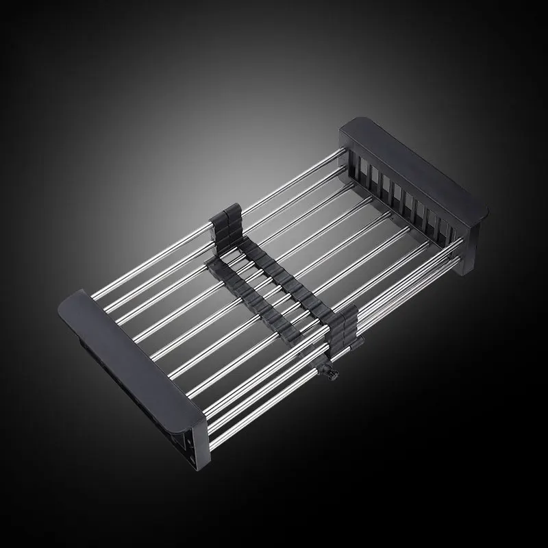 Kitchen Sink Drain Rack Retractable Multifunctional Fruit and Vegetable Drain Bowl Rack Stainless Steel Drain Basket