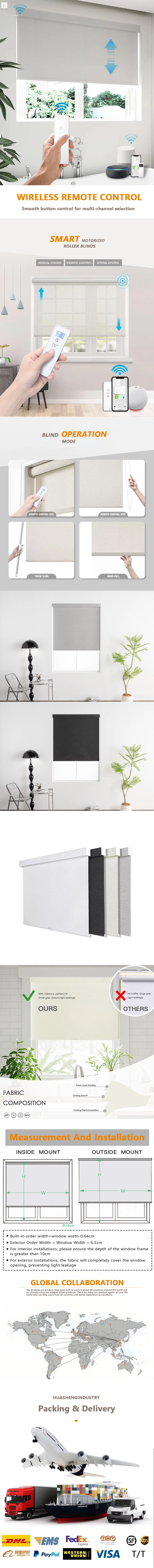 product motorized roller shades smart electric window shades remote control 100 blackout uv protection for home office-0