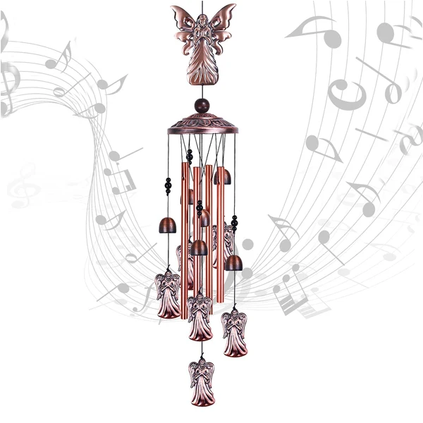 Home  bronze fish angel wind chimes